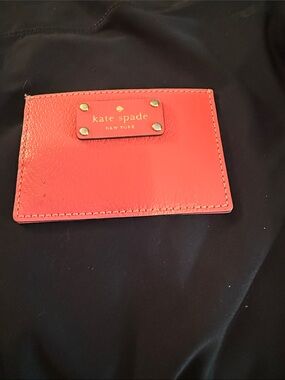 kate spade Coral Card Case with Gold Logo Plate